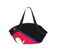 CNTDBU Drapeau du Népal 2 en 1 Couverture de pique-nique Sac Pliable Imperméable Tapis Rond pour Plage Parc Sac de Camping Portable avec Poches de Rangement pour les aventures en plein air