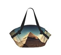 CNTDBU Dreaming of the Pyramids of Khufu Couverture de pique-nique 2 en 1 Tapis rond pliable imperméable pour plage parc fourre-tout de camping portable avec poches de rangement pour aventures en