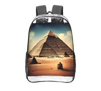 CNTDBU Dreaming of the Pyramids of Khufu Sac à dos transparent de 40,6 cm en PVC transparent approuvé par les stades, poche avant imprimée sur toute la surface, sac à dos de voyage léger unisexe