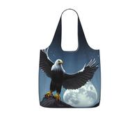 CNTDBU Eagle Under the Stars Sac de courses pliable léger réutilisable pour les courses, sac à dos de voyage de 25 L avec cordon de serrage pour le travail et la salle de sport