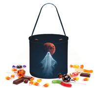 CNTDBU Eclipse Ghost Sac de rangement rond pour fête d'Halloween | Tissu sergé léger réutilisable pouvant contenir des cadeaux essentiels pour une utilisation en fête