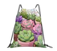 CNTDBU Ensemble de plantes succulentes - Grand sac à dos imperméable et léger pour la gym, le sport, sac à dos décontracté avec cordon de serrage pour voyage, randonnée