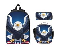 CNTDBU Ensemble sac à dos aigle 3 en 1, sac de voyage, sac à déjeuner, pochette de rangement