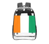 CNTDBU Flag of Cote d'Ivoire Sac à dos transparent de 40,6 cm en PVC transparent approuvé par les stades, poche avant imprimée sur toute la surface, sac à dos de voyage léger, unisexe