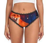 CNTDBU Fox Star Dream Bikini en dentelle noire pour femme, culotte taille basse, extensible, sans couture, respirant, pour un usage quotidien, Noir , M