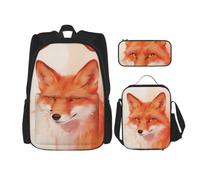 CNTDBU Fox Wash Art - Ensemble sac à déjeuner 3 en 1 - Sac de voyage isotherme pour le travail avec housse pour ordinateur portable