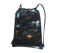 CNTDBU Future Robot Sac à dos avec cordon de serrage avec fermeture éclair, imperméable, léger, sac à dos pour gym, sport, sac à dos réglable pour voyage, randonnée