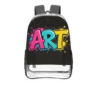 CNTDBU Graffiti Art Clear Sac à dos 40,6 cm en PVC transparent très résistant approuvé par les stades Sac à dos de voyage unisexe