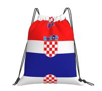 CNTDBU Grand sac à dos imperméable et léger avec cordon de serrage drapeau de la République de Croatie pour la gym, le sport, sac à dos décontracté avec cordon de serrage pour les voyages et la