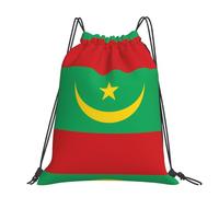 CNTDBU Grand sac à dos imperméable et léger avec cordon de serrage Motif drapeau de la Mauritanie Pour la gym, le sport, le voyage et la randonnée