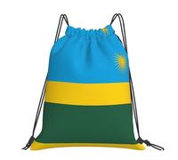 CNTDBU Grand sac à dos imperméable et léger avec cordon de serrage Motif drapeau du Rwanda Pour la gym, le sport, le voyage et la randonnée
