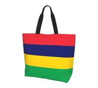 CNTDBU Grand sac fourre-tout à bandoulière pour femme avec drapeau de l'île Maurice - Léger et imperméable - Réutilisable - Avec poche intérieure pour le travail et les voyages