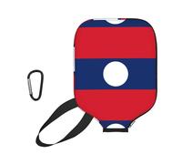 CNTDBU Housse de pagaie de pickleball Drapeau du Laos en néoprène avec poche en maille et mousqueton pour sac de sport