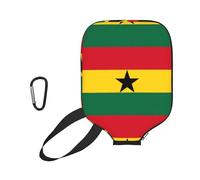 CNTDBU Housse de pagaie de pickleball en néoprène avec poche en maille et mousqueton pour sac de sport Motif drapeau du Ghana