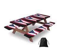 CNTDBU Housse de table de pique-nique avec motif drapeau de l'État de l'Ohio, 183 cm, imperméable, pour camping, barbecue en plein air