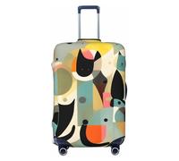 CNTDBU Housse de valise extensible motif chat art moderne du milieu du siècle, protection de bagages élastique pour voyage, résistante aux rayures, s'adapte à la plupart des valises, Noir , L