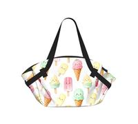 CNTDBU Ice Cream Paradise Sac de pique-nique 2 en 1 Tapis rond pliable imperméable pour plage, parc de plage, sac fourre-tout de camping portable avec poches de rangement pour aventures en plein air