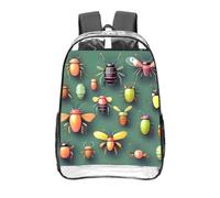 CNTDBU Insect Atlas Sac à dos transparent de 40,6 cm en PVC approuvé par les stades, poche avant imprimée sur toute la longueur, sac à dos de voyage léger, unisexe