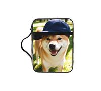 CNTDBU Joli sac fourre-tout avec poignées pour étudier la Bible Shiba Inu - Résistant à l'eau - Organiseur pour voyage à l'église, porte-stylo, tablette, journal