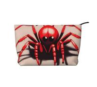CNTDBU Jolie petite araignée rouge en velours côtelé avec fermeture éclair, trousse de maquillage pour voyage, articles de toilette et usage quotidien