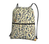 CNTDBU Labyrinthe Treasure Map Sac à dos avec cordon de serrage avec fermeture éclair imperméable et léger pour gym, sport, sac à dos réglable pour voyage, randonnée