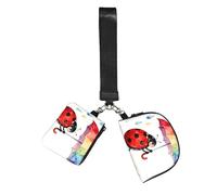 CNTDBU Ladybug's - Porte-clé parapluie pour femme - Petit sac de poignet pour clés, cartes, lot de 2 pochettes zippées pour la course à pied, la gym, les voyages, les sports de plein air
