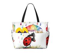 CNTDBU Ladybug's Umbrella Sac de voyage de plage imperméable avec 7 poches, sac fourre-tout surdimensionné pour gym, camping, léger et pliable