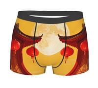 CNTDBU Lantern Full Moon Boxer pour homme avec pochette de contour - Sous-vêtements doux, extensibles et respirants - Taille sans étiquette - Évacuation de l'humidité, Noir , L
