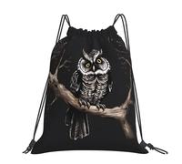 CNTDBU Late Night Owl Grand sac à dos imperméable et léger pour la gym, le sport, sac à dos décontracté avec cordon de serrage pour voyage, randonnée