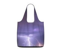 CNTDBU Lightning Storm Sac de courses pliable léger et réutilisable pour les courses, sac à dos de voyage de 25 L avec cordon de serrage pour le travail et la salle de sport