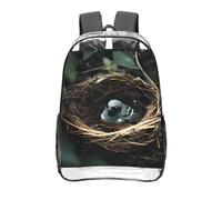 CNTDBU Little Bird Nest Sac à dos transparent de 40,6 cm, approuvé par les stades en PVC transparent, poche avant imprimée sur toute la surface, sac à dos de voyage léger, unisexe