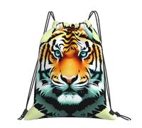 CNTDBU Little Fat Tiger Head Grand sac à dos imperméable et léger pour la gym, le sport, sac à dos décontracté avec cordon de serrage pour voyage, randonnée
