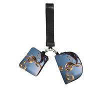 CNTDBU Lot de 2 porte-clés avec dragonne et notes de musique pour femme - Petit sac de poignet pour clés, cartes, pochette zippée pour course à pied, gym, voyage, sports de plein air