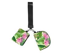 CNTDBU Lot de 2 porte-clés avec dragonne pour femme - Motif fleurs roses - Pour clés, cartes, course à pied, gym, voyage, sports de plein air