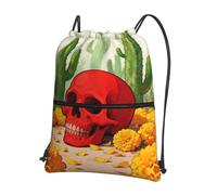 CNTDBU Mexico Skull Sac à dos à trois cordons de serrage avec fermeture éclair imperméable et léger pour gym, sport, sac à dos réglable pour voyage, randonnée