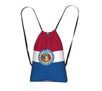 CNTDBU Missouri State Flag Sac à dos pliable avec cordon de serrage - Léger et réutilisable - Sac à dos de poche compact pour le camping, la salle de sport