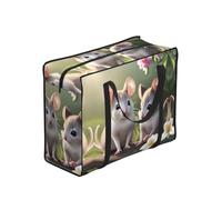 CNTDBU Mouse In Love Sac fourre-tout résistant imperméable réutilisable avec fermeture éclair Sac de rangement pliable pour voyage pique-nique