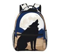 CNTDBU Mysterious Lone Wolf Sac à dos léger et décontracté pour adultes Grande capacité Sac à dos de voyage avec sangles rembourrées Sac de banlieue résistant à l'eau