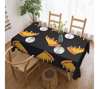 CNTDBU Nappe plate à bords festonnés avec tranches de pizza de 137 x 183 cm, imperméable, résistante aux taches, infroissable, nappe carrée pour salle à manger, fête