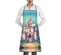 CNTDBU PaClassical Castle Tablier de cuisine imperméable pour homme et femme - Bavoir de cuisine résistant aux taches avec poche profonde - Tablier de chef réglable et robuste pour la pâtisserie