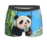 CNTDBU Panda Bamboo Pop Boxer pour homme avec pochette de contour - Sous-vêtements doux, extensibles et respirants - Taille sans étiquette - Évacuation de l'humidité, Noir , S