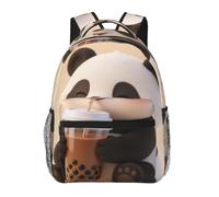 CNTDBU Panda Boba Tea Sac à dos léger et décontracté pour adultes - Sac à dos de voyage de grande capacité avec sangles rembourrées - Sac de banlieue résistant à l'eau