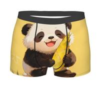 CNTDBU Panda Hold Bamboo Boxer pour homme avec pochette de contour - Sous-vêtements doux, extensibles et respirants - Taille sans étiquette - Évacuation de l'humidité, Noir , M