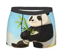CNTDBU Panda Hold Bamboo Boxer pour homme avec pochette de contour - Sous-vêtements doux, extensibles et respirants, taille sans étiquette - Évacuation de l'humidité, Noir , S