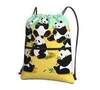 CNTDBU Pandas that eat Bamboo Sac à dos avec cordon de serrage avec fermeture éclair imperméable et léger pour la gym, le sport, sac à dos réglable pour voyage, randonnée