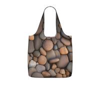 CNTDBU Pebbles in the beach Sac de courses pliable léger réutilisable pour les courses, sac à dos de voyage de 25 L avec cordon de serrage pour le travail et la salle de sport
