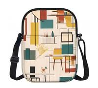 CNTDBU Petit sac à bandoulière moderne du milieu du siècle - Sac à main léger avec fermeture éclair pour femme, sac à bandoulière imperméable et décontracté pour voyage, téléphone, portefeuille