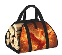 CNTDBU Phoenix Rebirth Sac de transport de bois de chauffage en toile robuste avec poignées rembourrées
