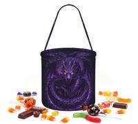 CNTDBU Purple Dragon Coil Sac de rangement rond pour fête d'Halloween | Tissu sergé léger réutilisable pouvant contenir des cadeaux essentiels pour une utilisation en fête