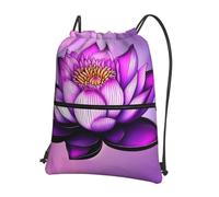 CNTDBU Purple Lotus Sac à dos avec cordon de serrage avec fermeture éclair imperméable et léger pour la gym, le sport, sac à dos réglable pour voyage, randonnée